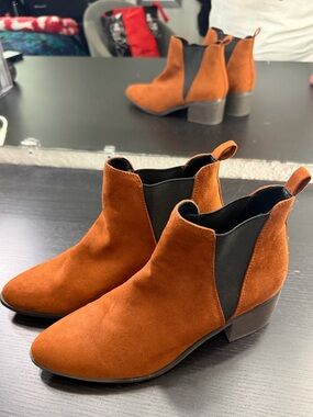 Forever 21 Burnt Orange Suede Chelsea Ankle Boots